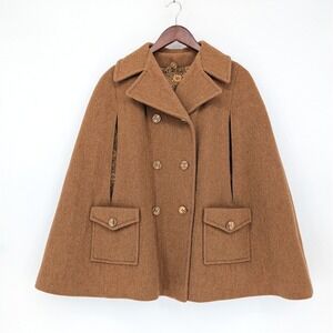 Vintage Sears Fashion Cape Coat Tan Mod Retro Cottagecore Swing Jacket